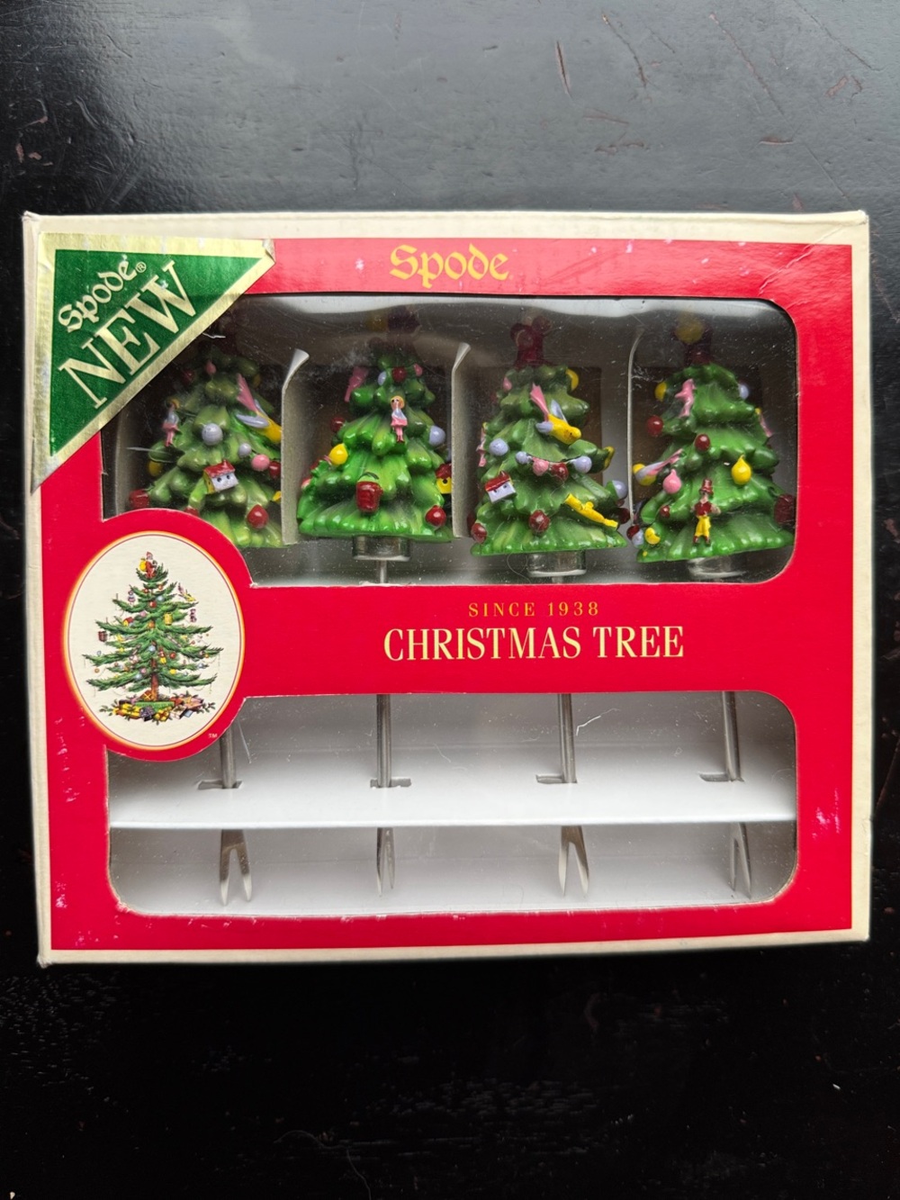 Spode Christmas Tree Canapé Forks with Multi-Color Ornaments
